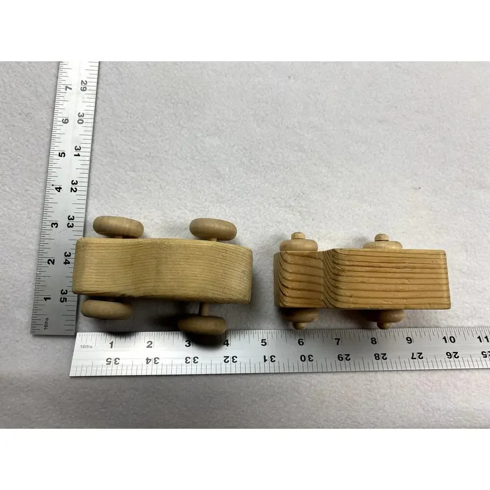 Handmade Wooden Toy Cars Set (2) Montessori Decor